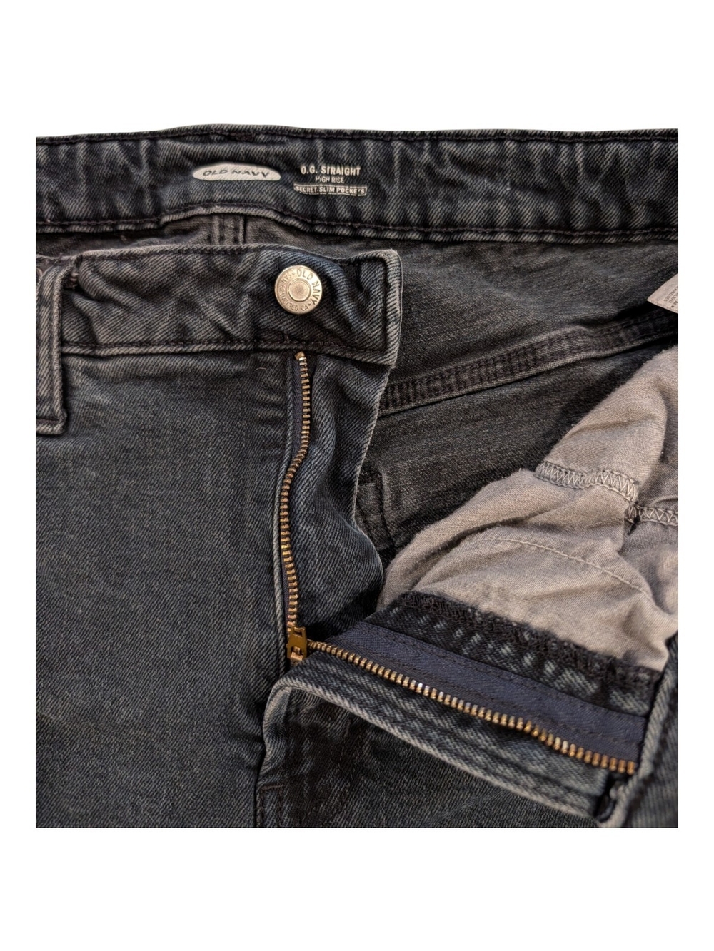 Old Navy Black Straight-Leg Jeans with Distressed Knee - Picture 6 of 8